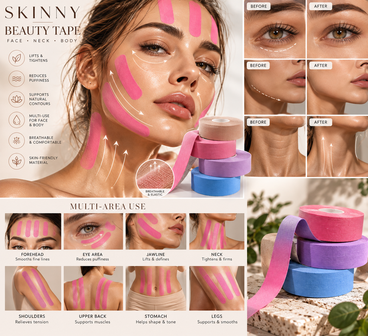 Beauty Tape — სახისა და სხეულის ელასტიკური ტეიპი