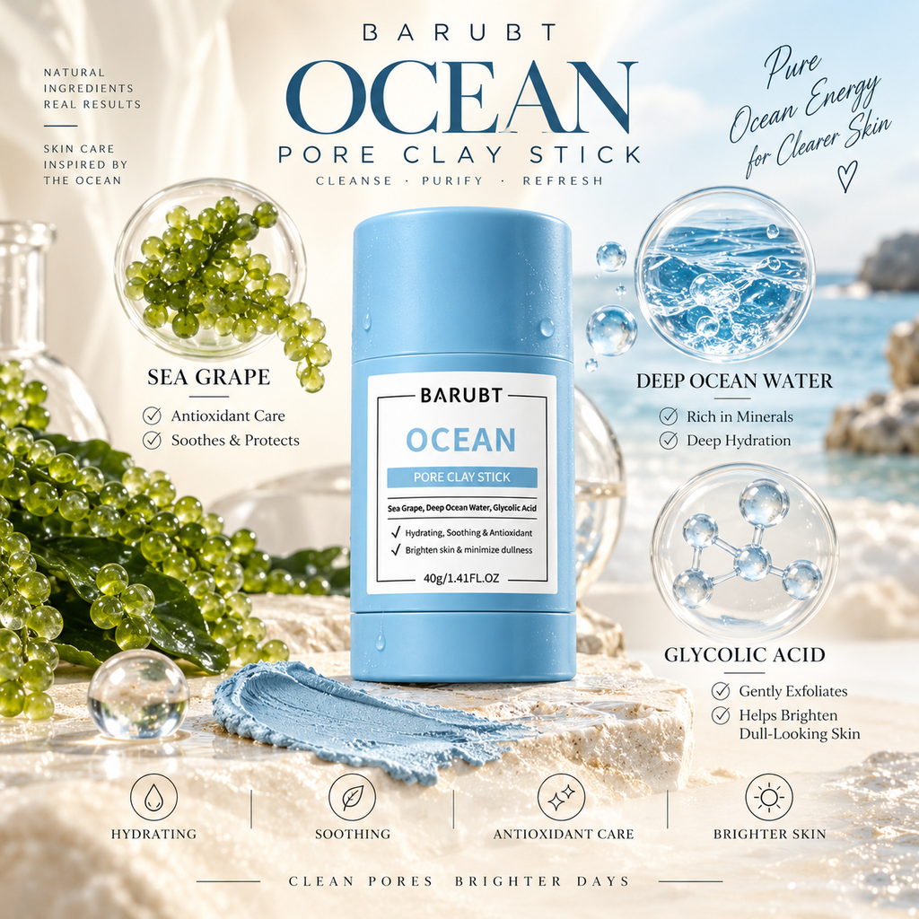 🌊 ლურჯი თიხის გამწმენდი სტიკი  —  BARUBT Ocean Pore Clay Stick